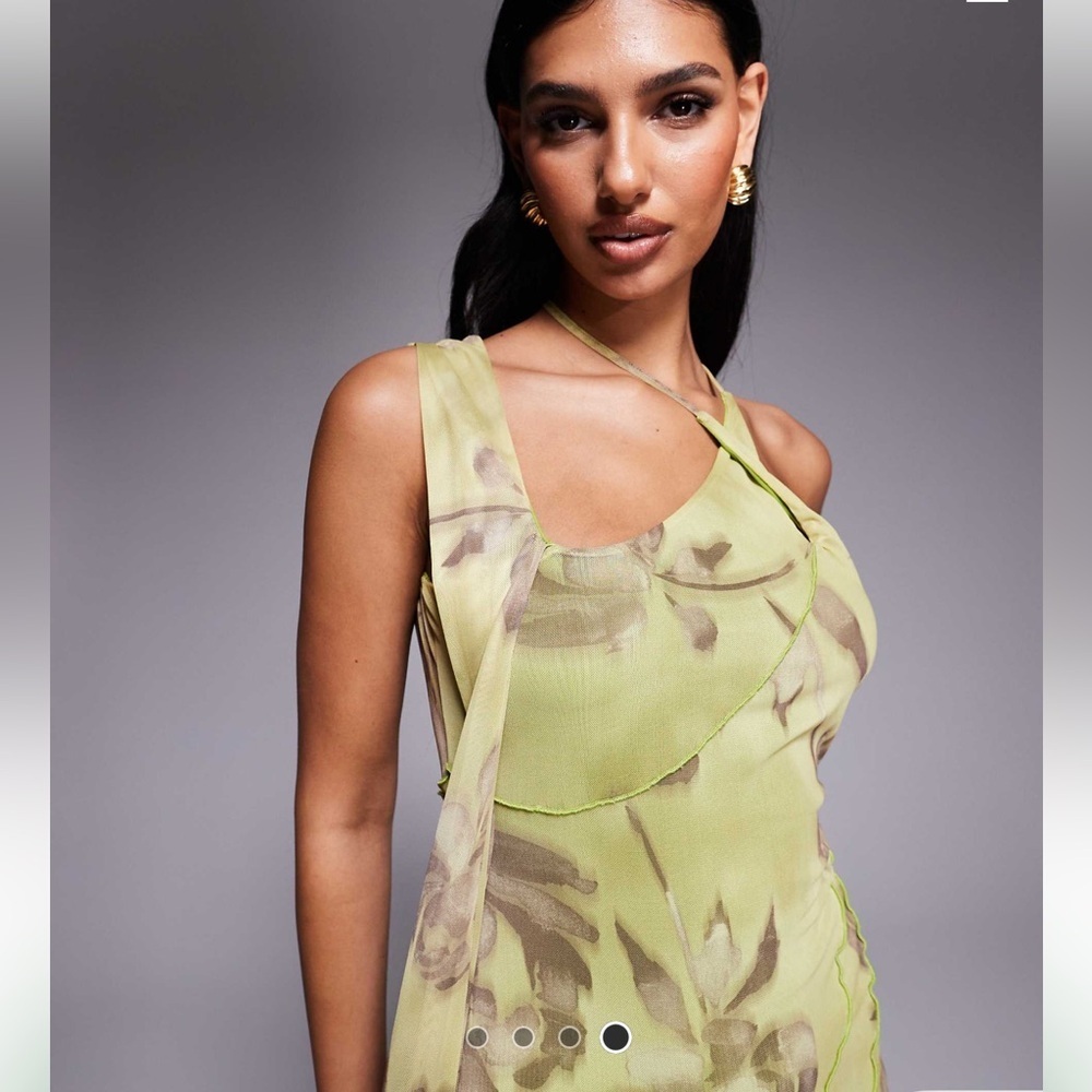 ASOS design green wrap‎ neck detail maxi dress with slit NWT - Picture 4 of 5